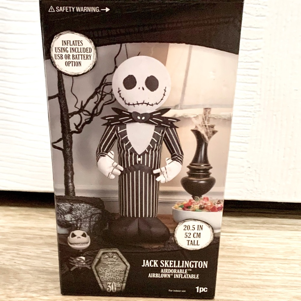 Disney Jack Skellington Inflatable Desktop Decoration USB or Battery - NEW